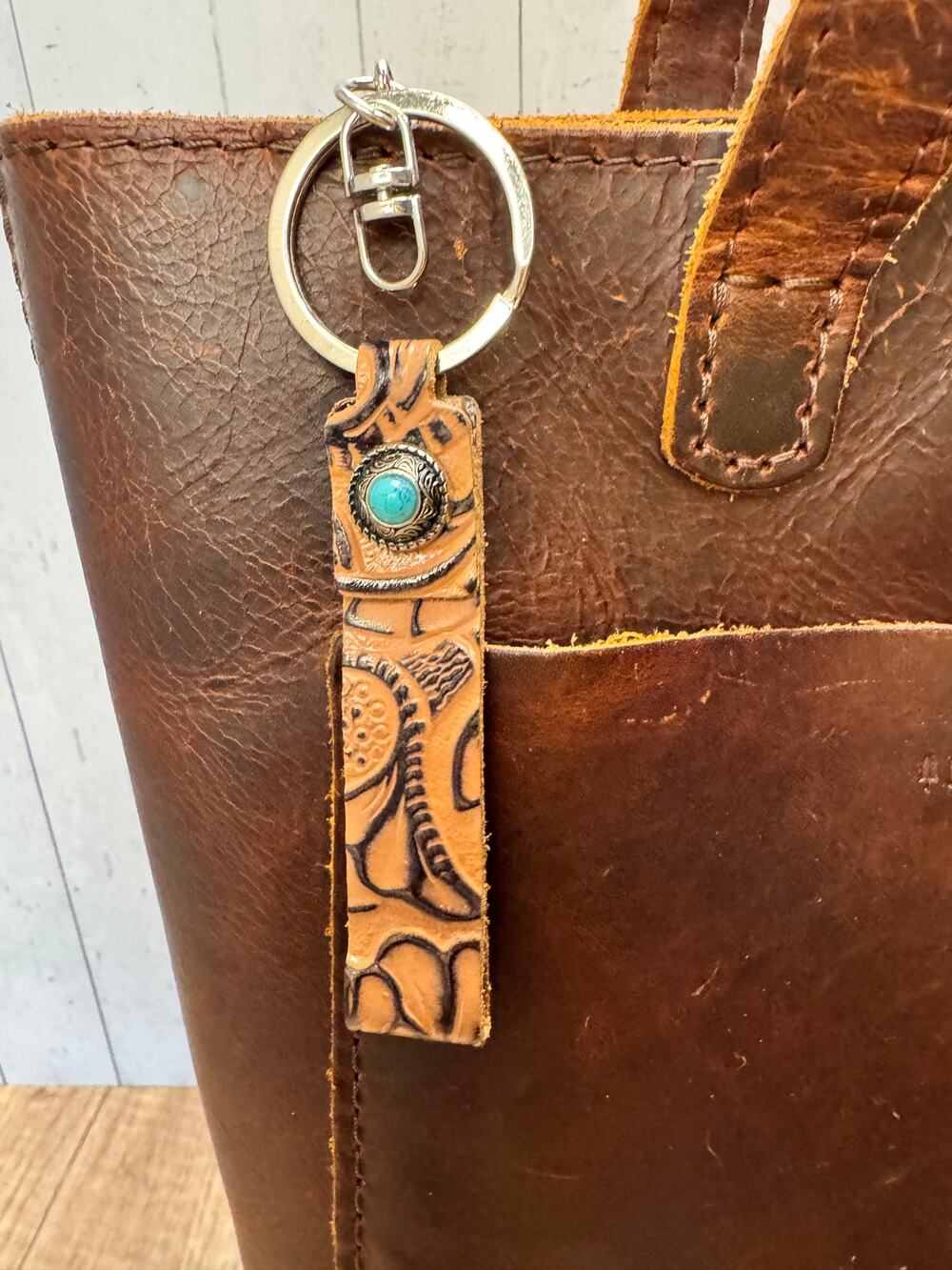 Western Keychain Small Bag Charm Western Blue Rhinestone Vegan Accessories NEW!